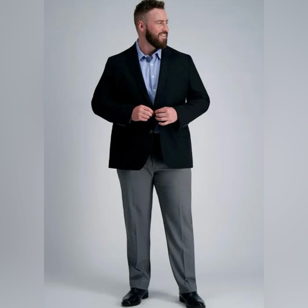 Haggar The Active Series Tailored Fit Stretch Gabardine Black Blazer 42 R NWT